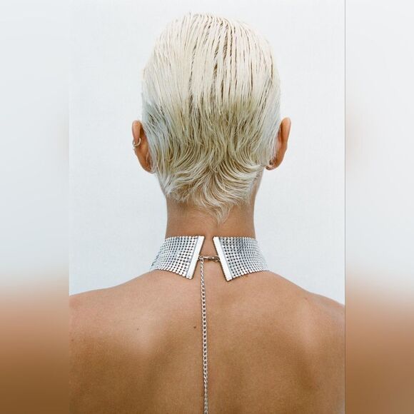 NWT ZARA METALLIC HALTER TOPβsilver - Picture 12 of 16